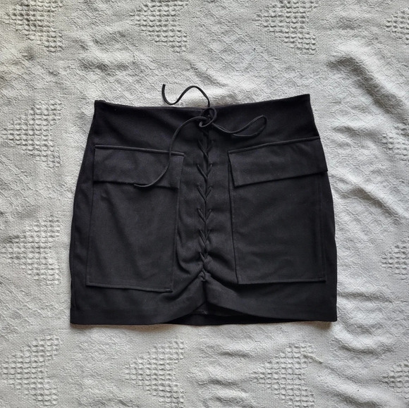 Brunette  The Label Faux Suede Stevie Skirt- Black - Picture 1 of 10
